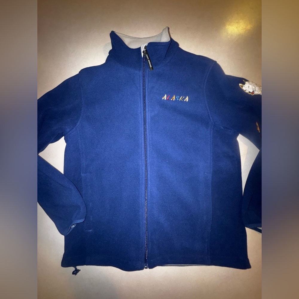 Northern Lights Clothing Company Alaska Jacket Small S Blue Dogs Embroidered